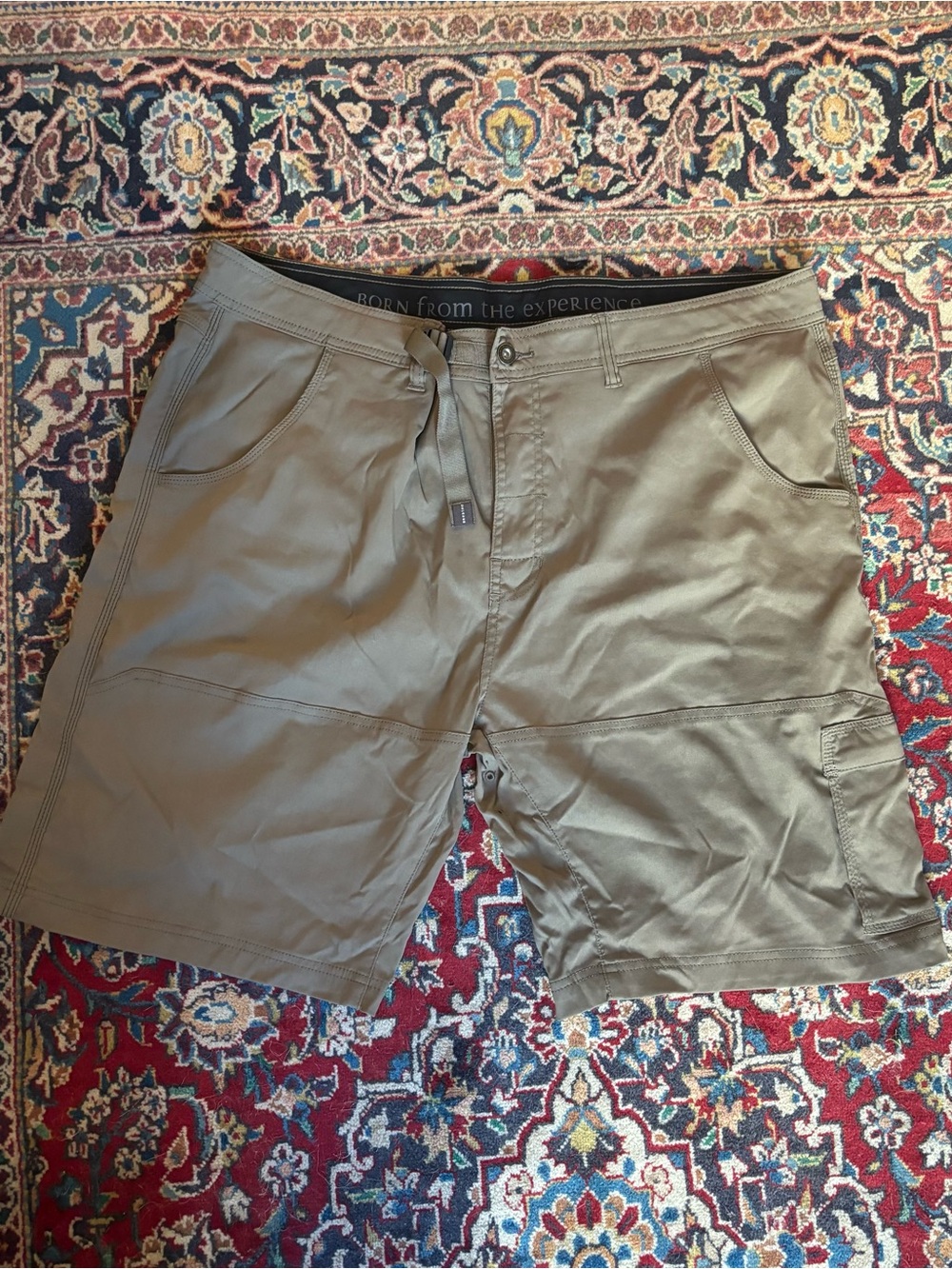 Prana Olive Green Cargo Shorts with Drawstring